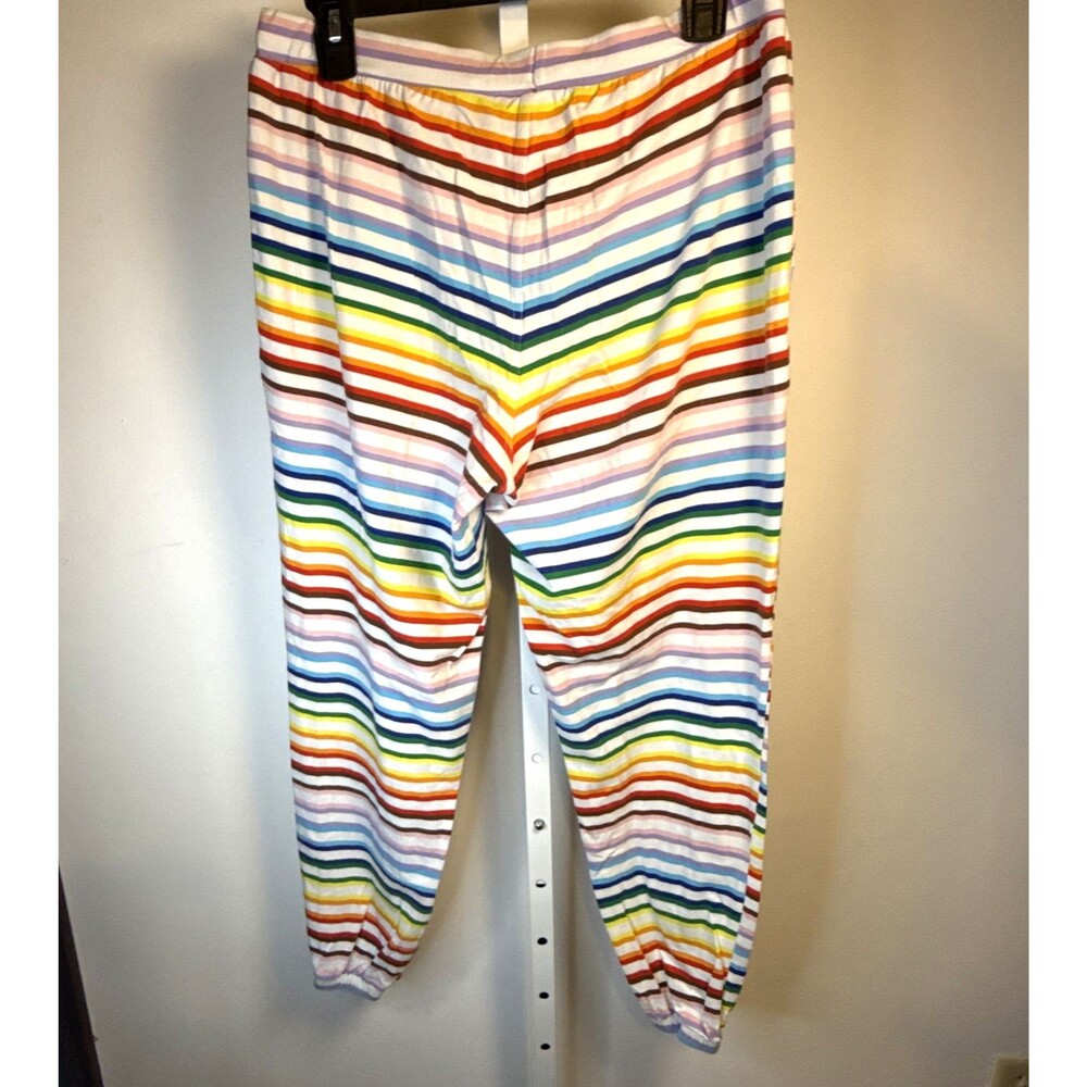 TomboyX Rainbow Striped Cotton Blend Jersey top/pants Loungewear Jogger Set L/M* - Picture 5 of 7